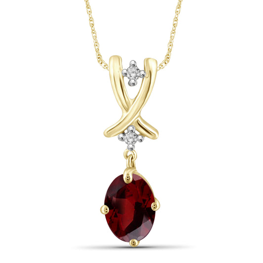 1 ct. T.G.W. Garnet Pendant with Diamond Accent in 14K Gold over Silver