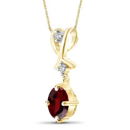 1 ct. T.G.W. Garnet Pendant with Diamond Accent in 14K Gold over Silver