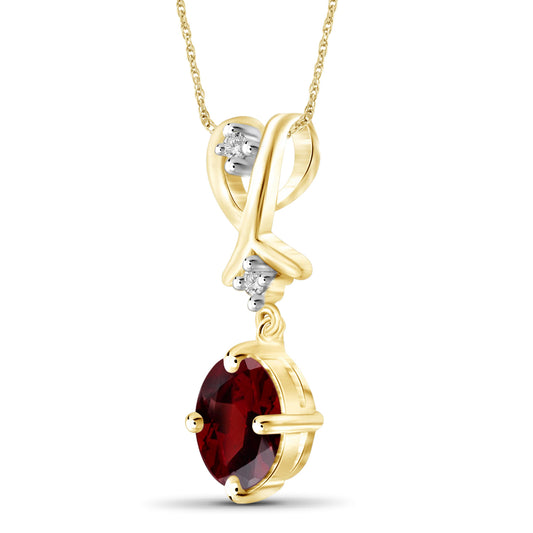 1 ct. T.G.W. Garnet Pendant with Diamond Accent in 14K Gold over Silver