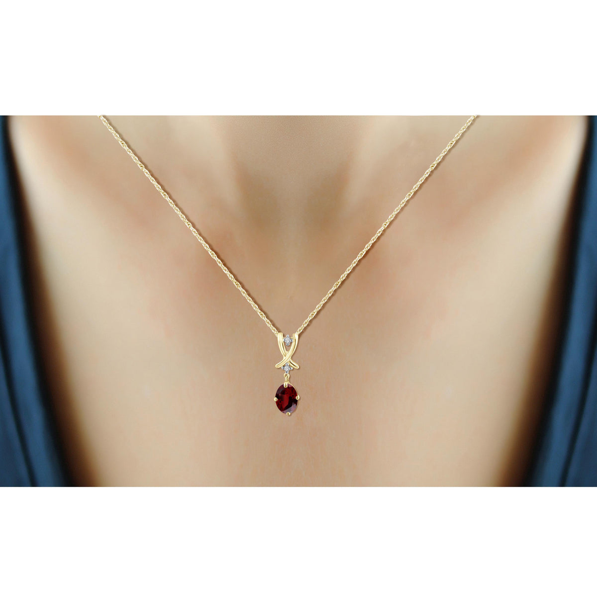 1 ct. T.G.W. Garnet Pendant with Diamond Accent in 14K Gold over Silver