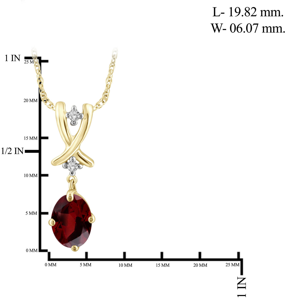 1 ct. T.G.W. Garnet Pendant with Diamond Accent in 14K Gold over Silver