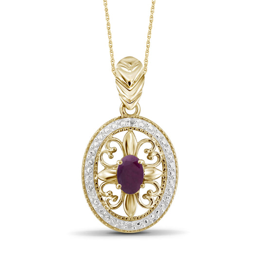 1/2 ct. T.G.W. Ruby Pendant with Diamond Accent in 14K Gold over Silver