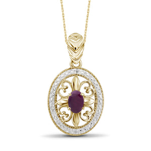 1/2 Carat T.G.W. Ruby And White Diamond Accent 14K Gold-Plated Pendant, 18"