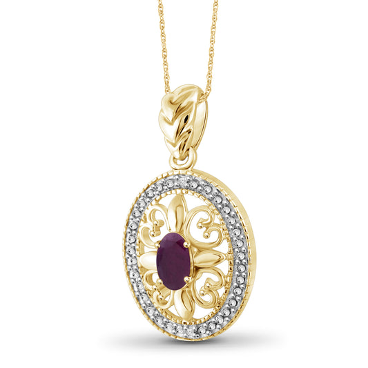 1/2 ct. T.G.W. Ruby Pendant with Diamond Accent in 14K Gold over Silver