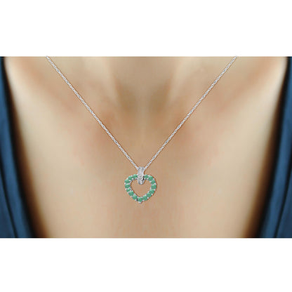 1 ct. T.G.W. Emerald Heart Pendant with Diamond Accent in Sterling Silver