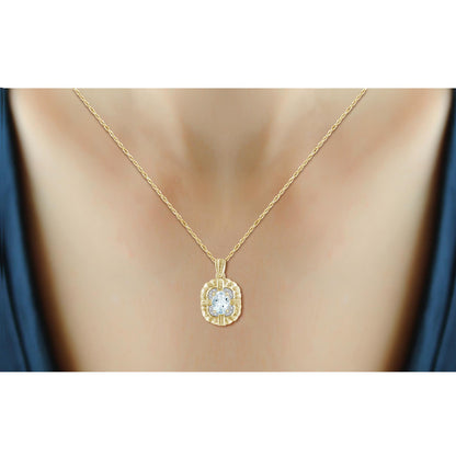 1.15 ct. T.G.W. Aquamarine Pendant with Diamond Accent in 14K Gold over Silver