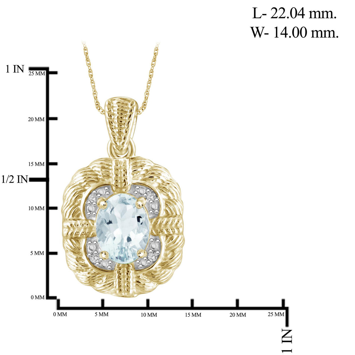 1.15 ct. T.G.W. Aquamarine Pendant with Diamond Accent in 14K Gold over Silver