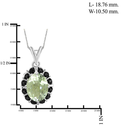 2 ct. T.G.W. Green Amethyst Pendant with Black Diamond Accent in Sterling Silver