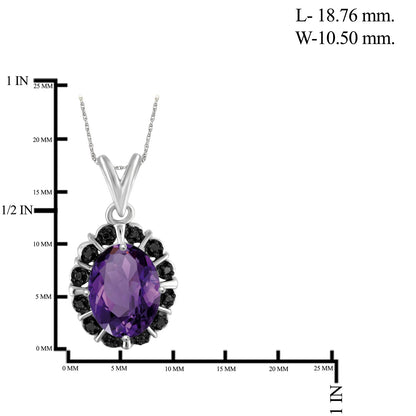 1.65 ct. T.G.W. Amethyst Pendant with Black Diamond Accent in Sterling Silver