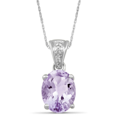 1 1/2 ct. T.G.W. Pink Amethyst Pendant with Diamond Accent in Sterling Silver