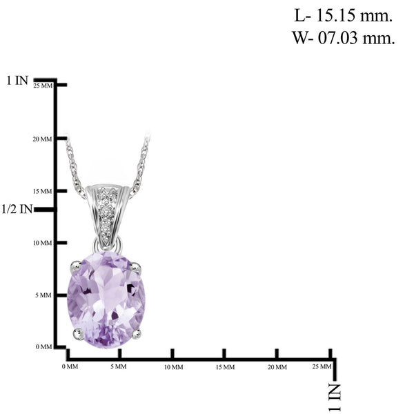 1 1/2 Carat T.G.W. Pink Amethyst And White Diamond Accent Sterling Silver Pendant, 18"