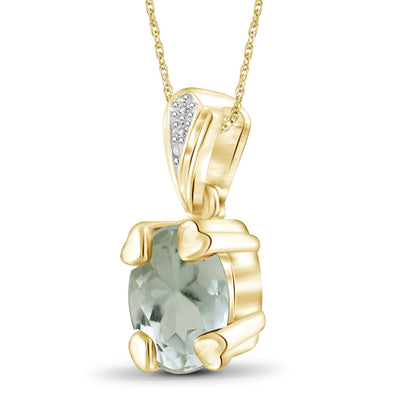 1.35 ct. T.G.W. Green Amethyst Pendant with Diamond Accents in 14K Gold over Silver