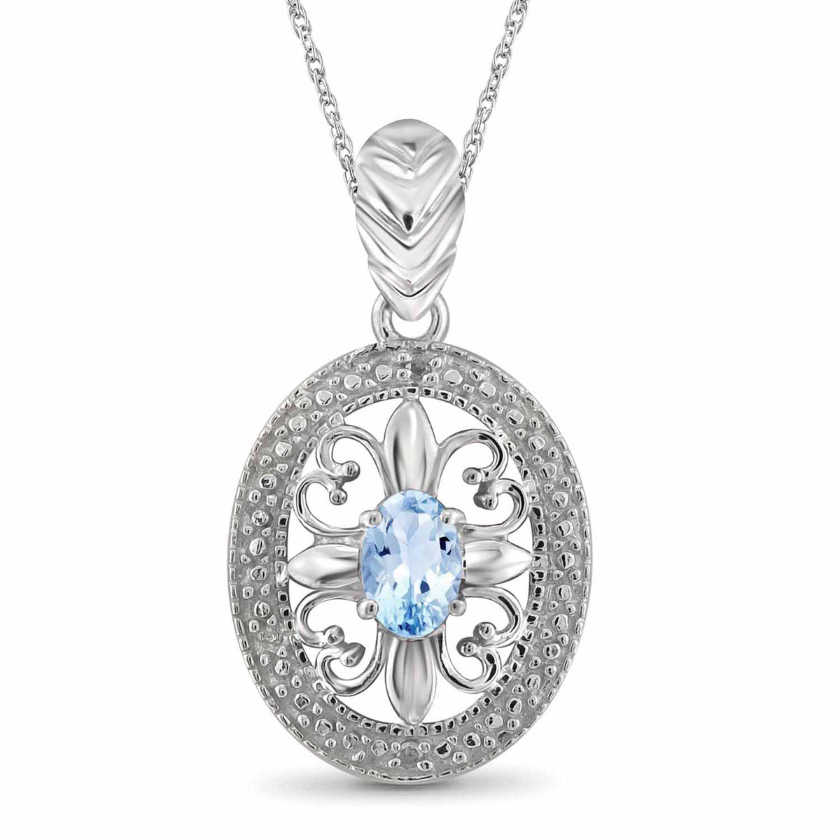 1/2 ct. T.G.W. Sky Blue Topaz Pendant with Diamond Accent in Sterling Silver