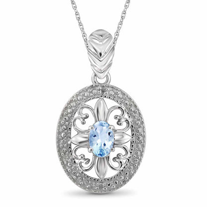 1/2 ct. T.G.W. Sky Blue Topaz Pendant with Diamond Accent in Sterling Silver