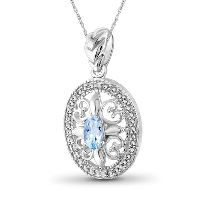 1/2 ct. T.G.W. Sky Blue Topaz Pendant with Diamond Accent in Sterling Silver