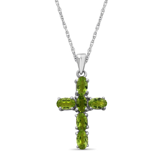 1 1/3 ct. T.G.W. Peridot Cross Pendant in Sterling Silver