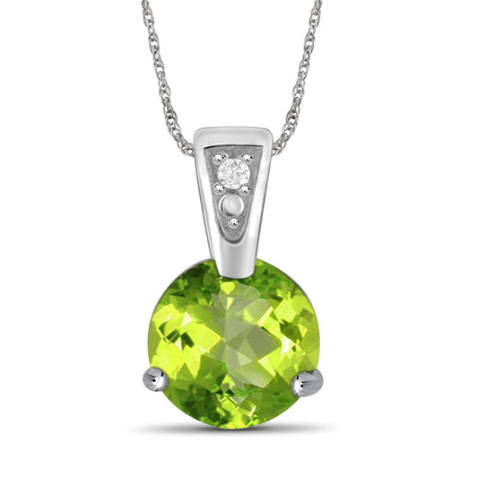 3/4 ct. T.G.W. Peridot Pendant with Diamond Accent in Sterling Silver