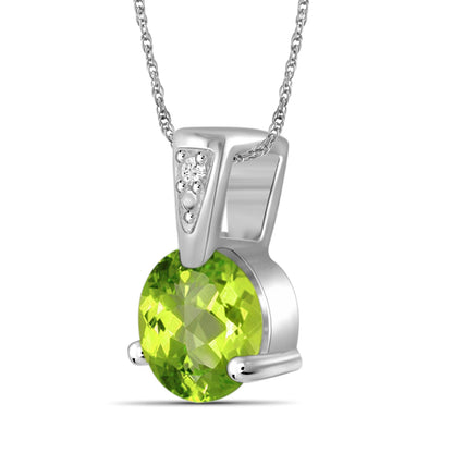 3/4 ct. T.G.W. Peridot Pendant with Diamond Accent in Sterling Silver