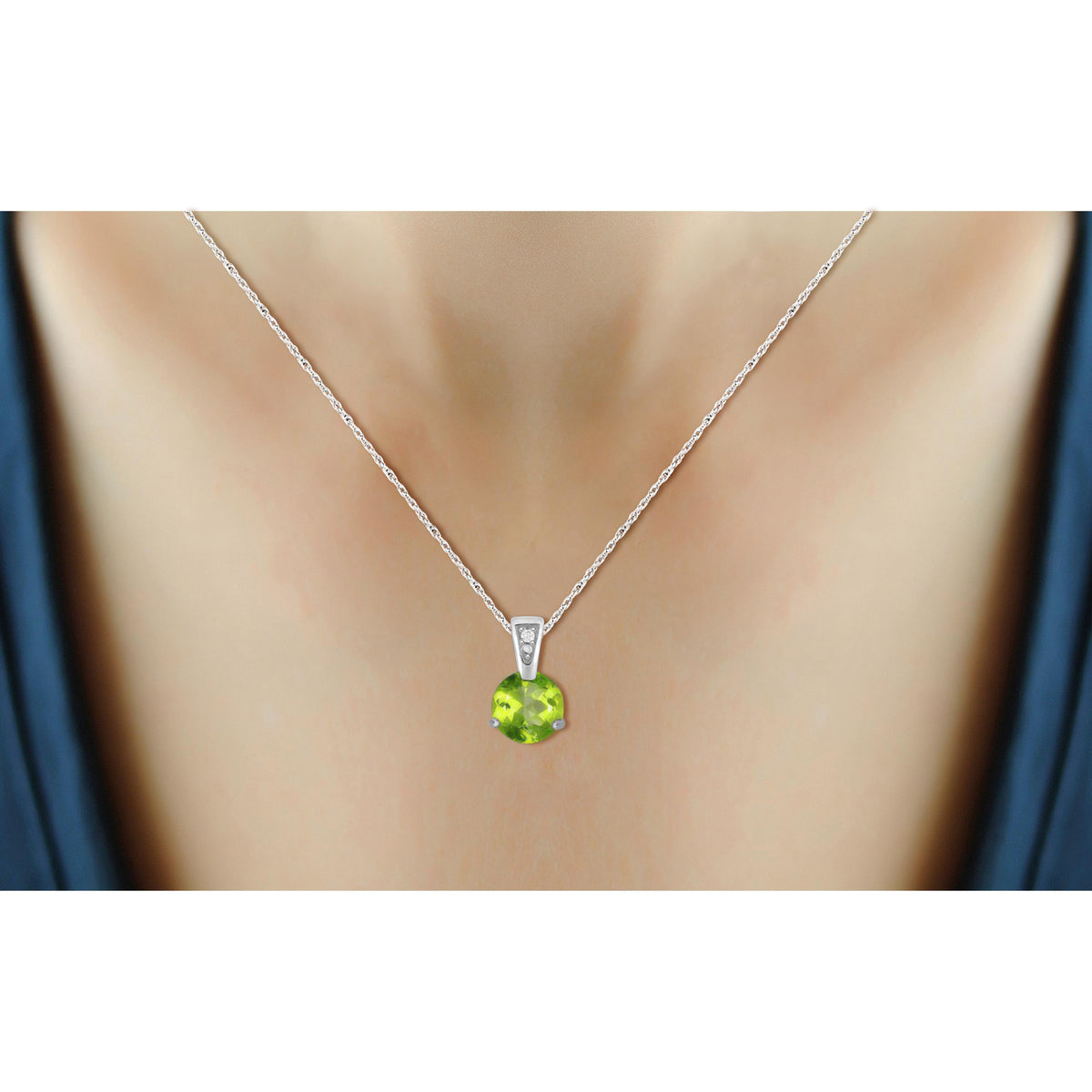 3/4 ct. T.G.W. Peridot Pendant with Diamond Accent in Sterling Silver