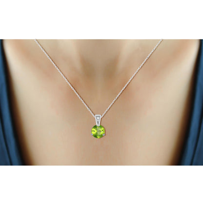 3/4 ct. T.G.W. Peridot Pendant with Diamond Accent in Sterling Silver