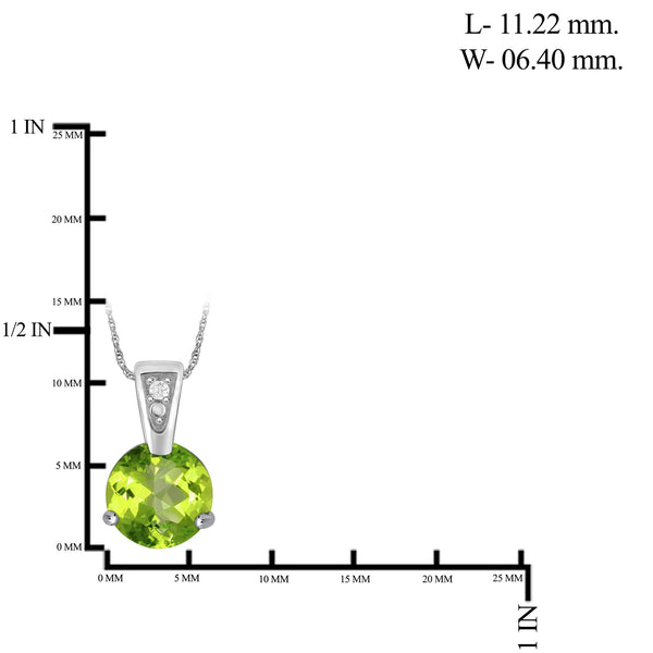 3/4 Carat T.G.W. Peridot And White Diamond Accent Sterling Silver Pendant