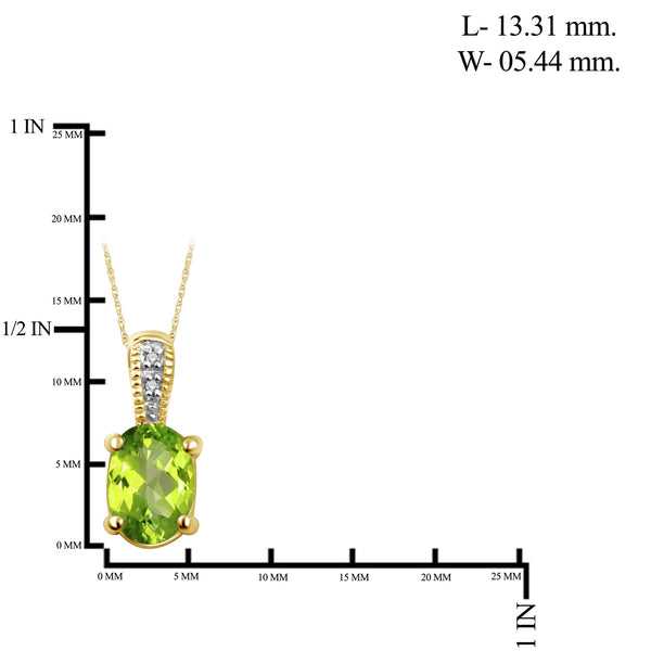 0.82 Carat Peridot Gemstone and Accent Diamond 14K Gold-Plated Pendant