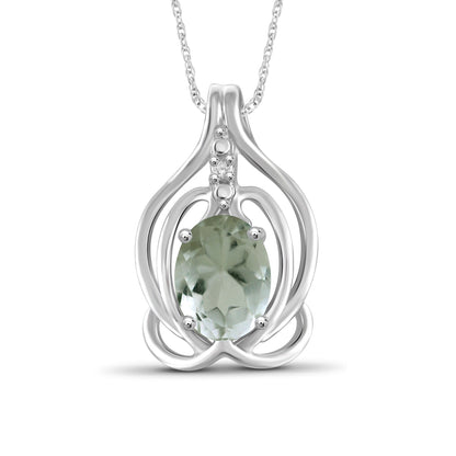 1.35 ct. T.G.W. Green Amethyst Pendant with Diamond Accents in Sterling Silver