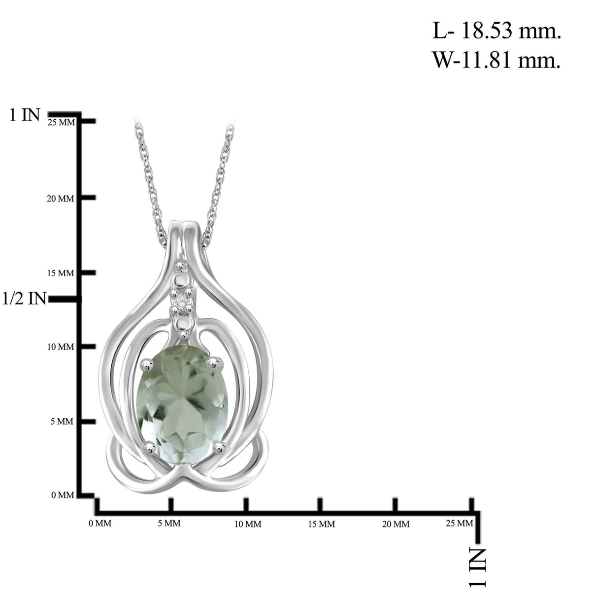 1.35 ct. T.G.W. Green Amethyst Pendant with Diamond Accents in Sterling Silver