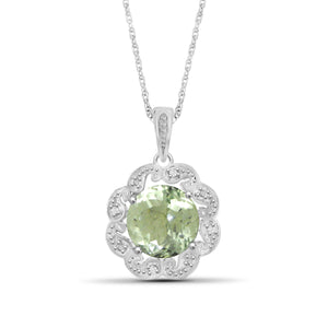 2 1/2 Carat T.G.W. Green Amethyst And White Diamond Accent Sterling Silver Pendant