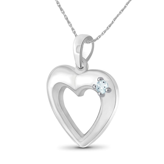 Aquamarine Heart Pendant in Sterling Silver