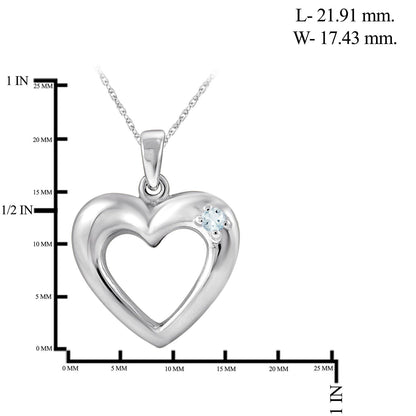 Aquamarine Heart Pendant in Sterling Silver