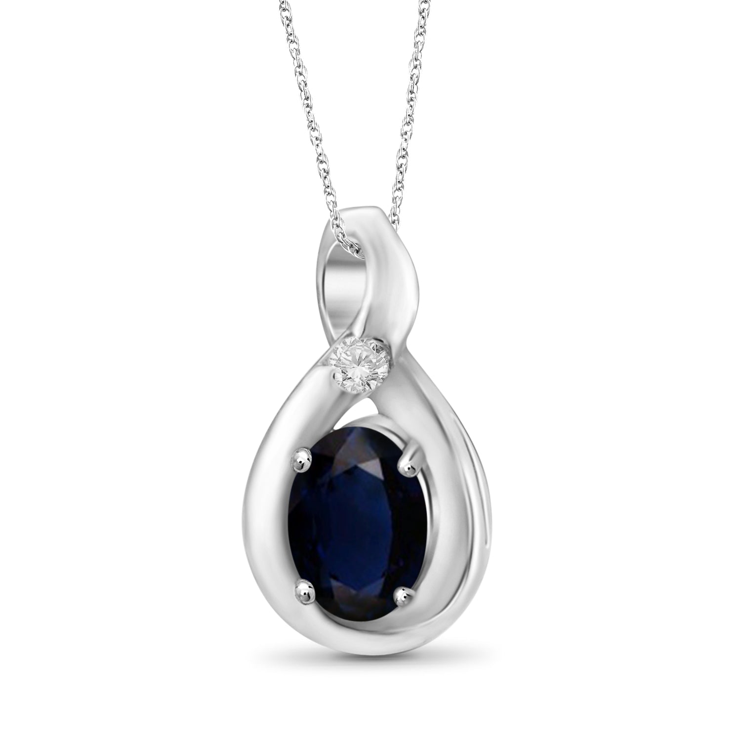 1/2 Carat T.G.W. Sapphire And White Diamond Accent Sterling Silver Or 14K Gold-Plated Pendant, 18"
