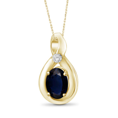 1/2 ct. T.G.W. Sapphire Pendant with Diamond Accent in Sterling Silver or 14K Gold over Silver