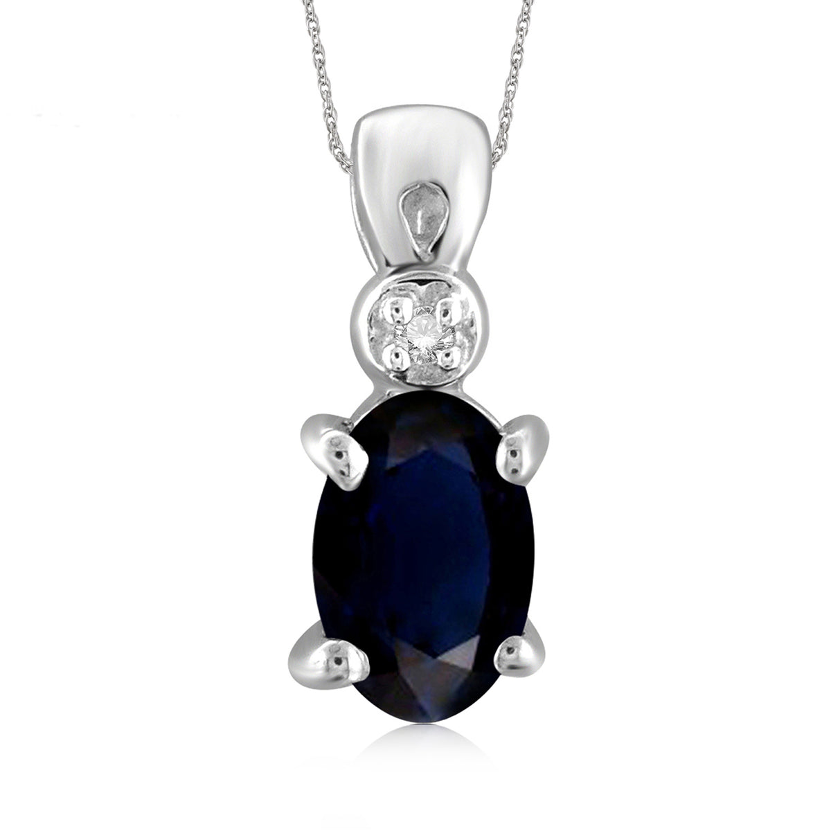 1/2 ct. T.G.W. Sapphire Pendant with Diamond Accent in Sterling Silver