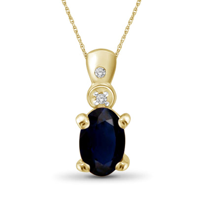 1/2 ct. T.G.W. Sapphire Pendant with Diamond Accent in 14K Gold over Silver