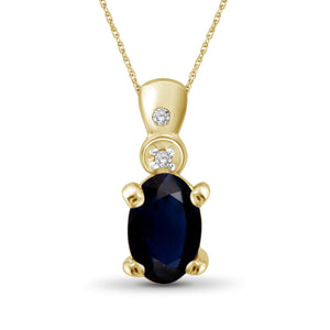 1/2 Carat T.G.W. Sapphire And White Diamond Accent 14K Gold-Plated Pendant, 18"