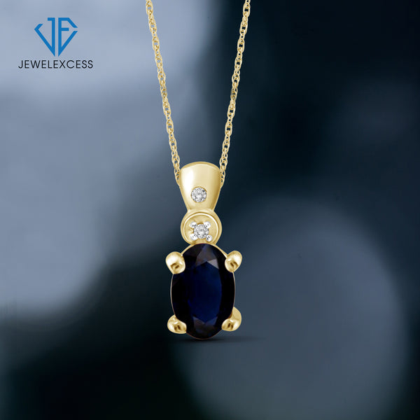 1/2 Carat T.G.W. Sapphire And White Diamond Accent 14K Gold-Plated Pendant, 18"