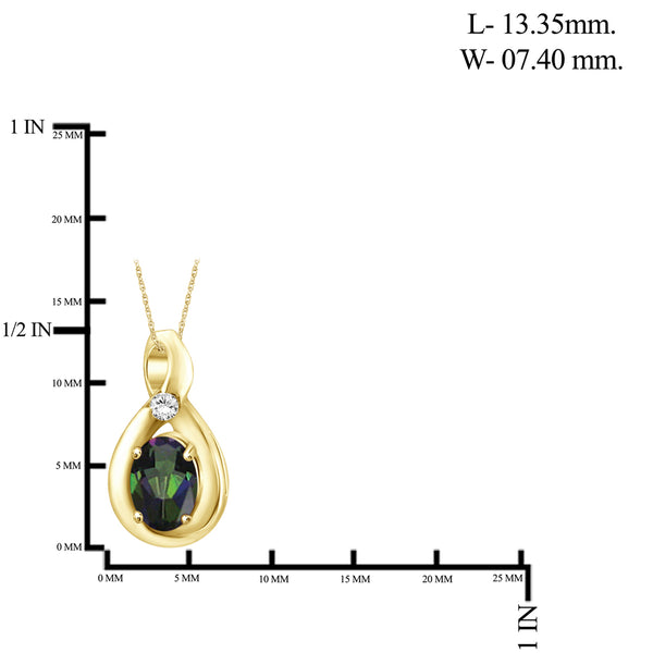 0.46 Carat T.G.W. Mystic Topaz Gemstone and White Diamond Accent 14K Gold-Plated Pendant