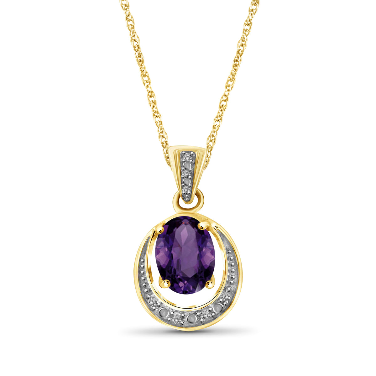 1 1/3 ct. T.G.W. Amethyst Pendant with Diamond Accent in 14K Gold over Silver