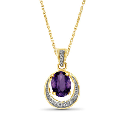 1 1/3 ct. T.G.W. Amethyst Pendant with Diamond Accent in 14K Gold over Silver