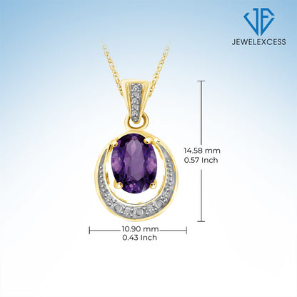 1 1/3 ct. T.G.W. Amethyst Pendant with Diamond Accent in 14K Gold over Silver