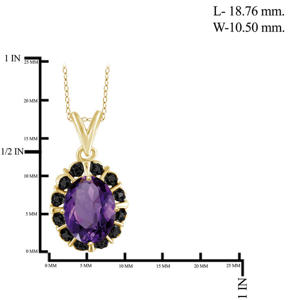 1.65 Carat T.W. Amethyst Gemstone and Accent Black Diamond 14K Gold-Plated Pendant, 18