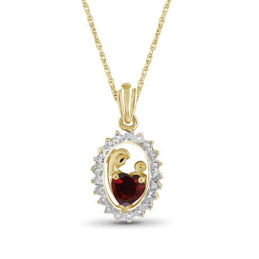 0.55 ct. T.G.W. Garnet Pendant with Diamond Accent in 14K Gold over Silver