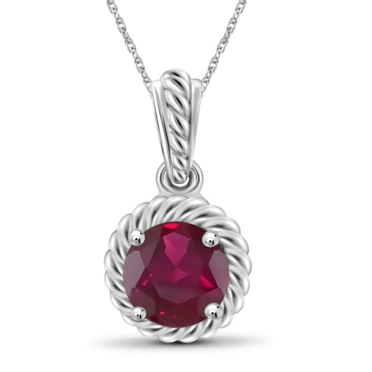 1 1/5 ct. T.G.W. Ruby Halo Pendant in Sterling Silver