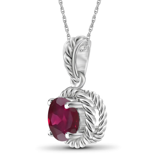 1 1/5 ct. T.G.W. Ruby Halo Pendant in Sterling Silver