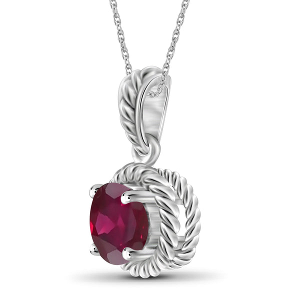 1 1/5 Carat T.G.W. Ruby Sterling Silver Halo Pendant, 18"