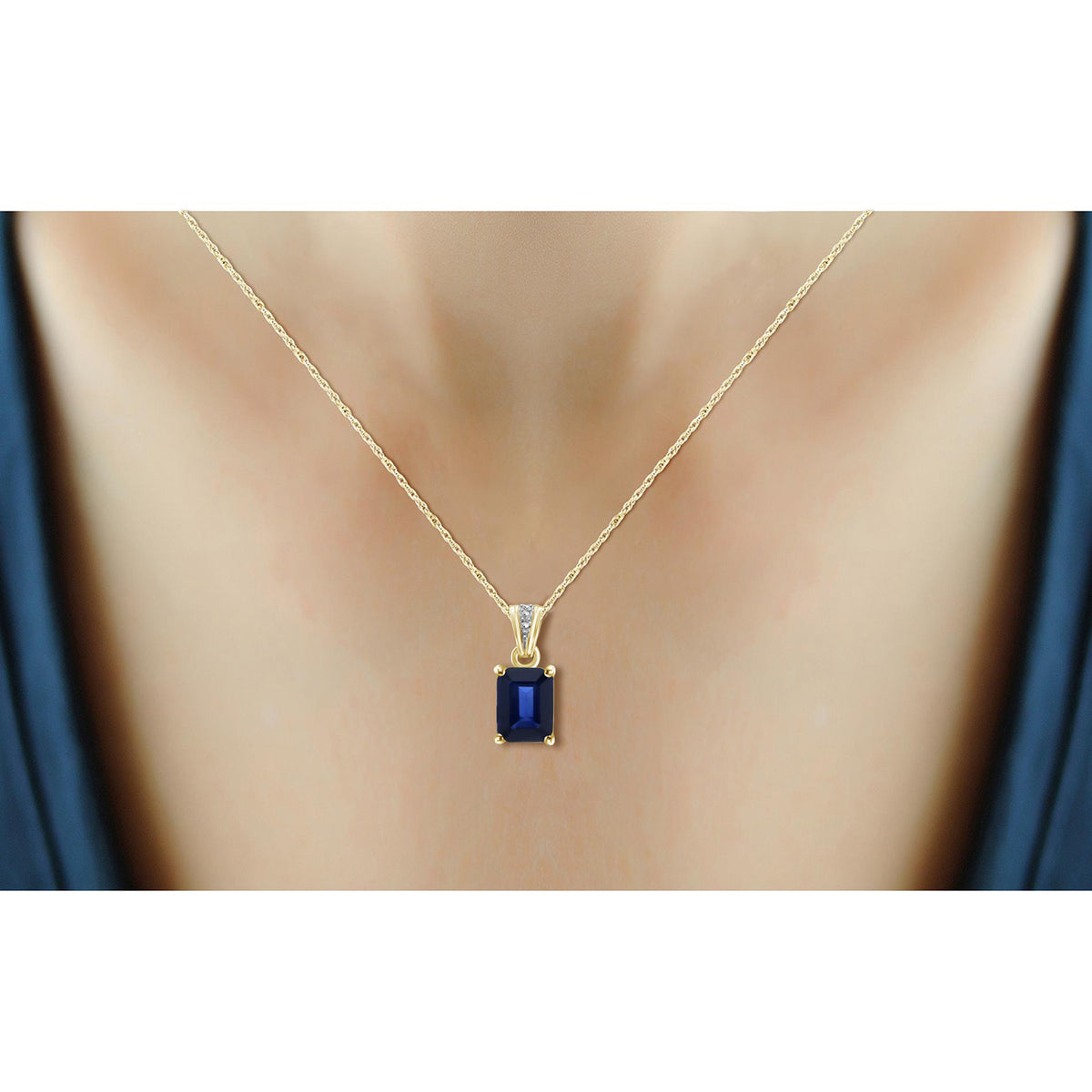 2 ct. T.G.W. Sapphire Pendant in 14K Gold over Silver