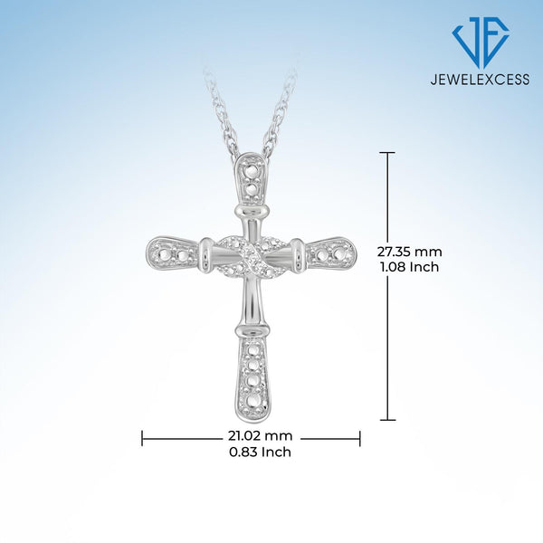 White Diamond Accent Sterling Silver Cross Pendant