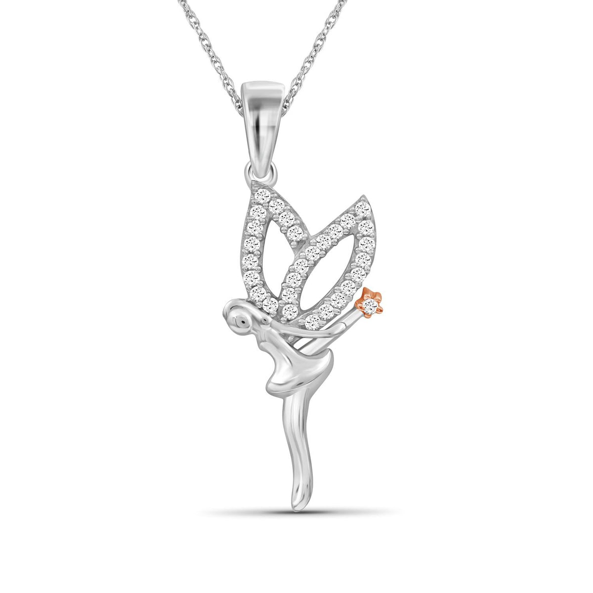 Diamond Accent Angel Pendant in Two-Tone Sterling Silver