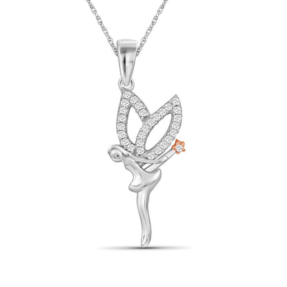 Diamond Accent Angel Pendant in Two-Tone Sterling Silver